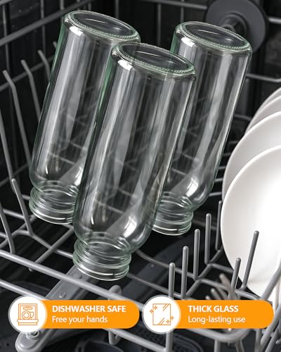 10.5 oz Glass Juice Bottles with Stainless Steel Lids (4 Count)