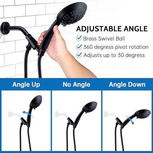 Shower Head with Metal Shower Holder and Long Hose