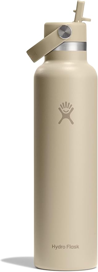 Hydro Flask Water Bottle - Insulated Stainless Steel - Straw Lid, Non Spill, Leakproof in 24 Oz Oat Tan