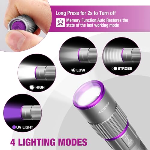 Rechargeable Pen Flashlight with UV and White Light