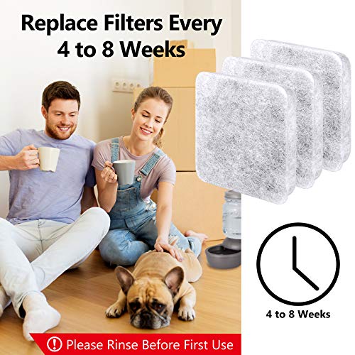 Dog Water Filter Replacement Compatible with Petmate Bowl Filters (6 Count)