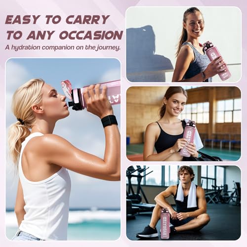 Water Bottle 32 oz Motivational Time Marker Tritan Bottle