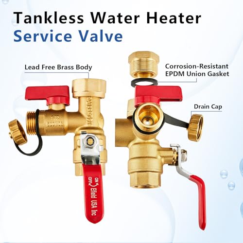 3 4 Inch GUOFIS IPS Tankless Water Heater Valve Kit with Pressure Relief Valve (20 Count)