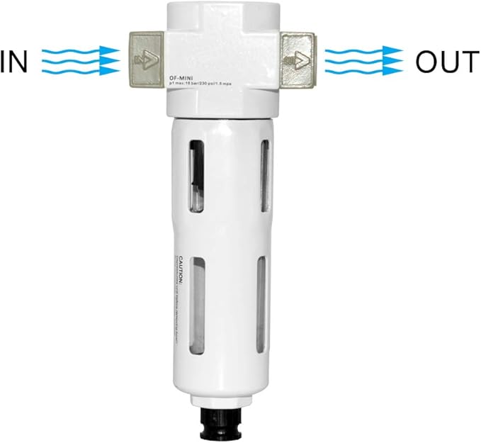 Beduan 1/2" Air in-line Compressed Particulate Filter,Moisture Water Trap Filter With Visible Bowl,Semi-Auto Drain(MIDI) - AquaVibe