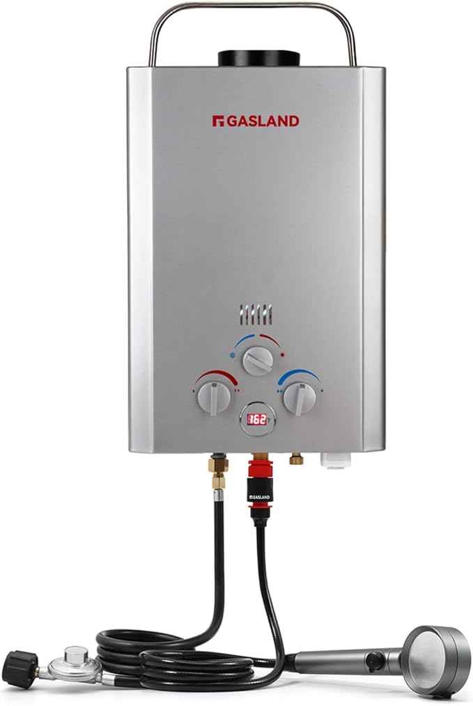 GASLAND BE158S Tankless Water Heater Propane – CSA Certified, 41,000 BTU, 1.58 GPM, Digital Display & Multi-Protection Portable Hot Water Heater for Camping, RV, Off-Grid & Outdoor Showers