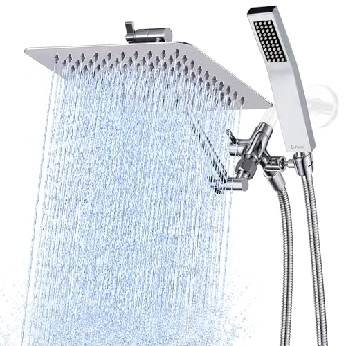 All Metal 8" Rain Shower Head with Handheld for Bathroom Upgrade