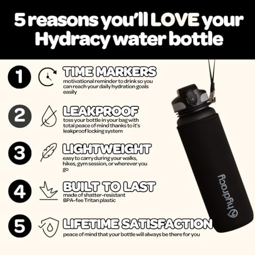 Motivational Water Bottle with Time Marker & Fruit Infuser 17 oz