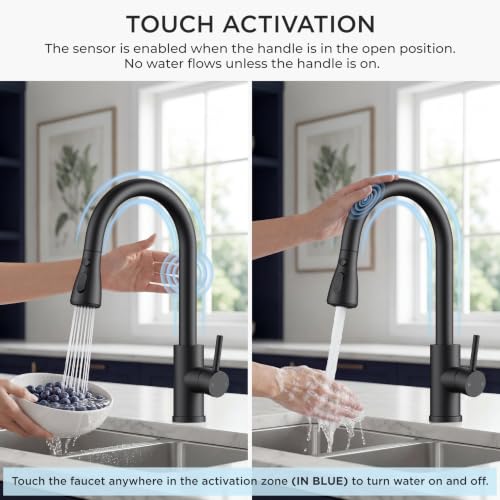 Black Touch Kitchen Faucet with Pull Down Sprayer