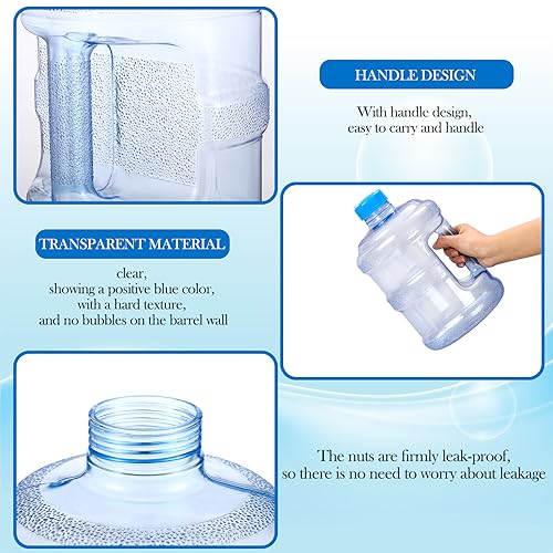 Empty 2 Pieces 1 Gallon water jugs Round Plastic Water Bottle with Handle Screw Cap Reusable Large Capacity Bottle for Camping Outdoor Travel Gym Use (2 Count)