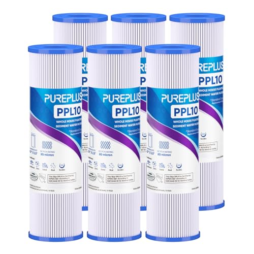 20 Micron 10"x2.5" Whole House Pleated Sediment Filter for Well Water (6 Count)