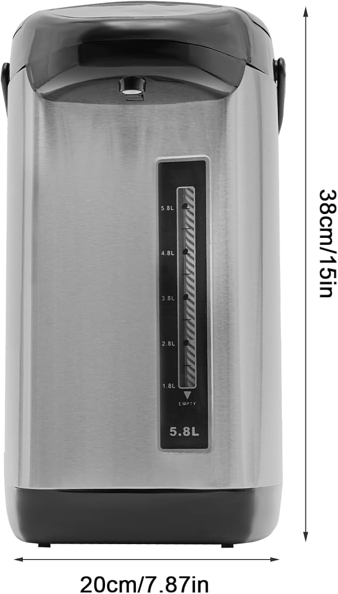 Electric Kettle, 5.8 L/196 Oz Electric Hot Water Urn Pot Dispenser, 304 Stainless Steel Water Boiler Warmer, 110V 750W Multi-Function Smart Kettle with Removable Water Tank for Offices Home (Black)