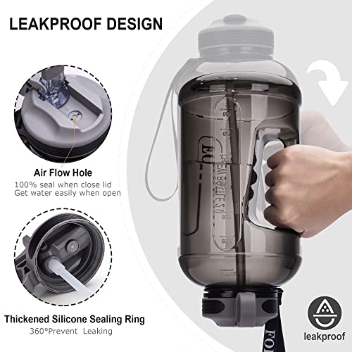 Half Gallon Water Bottle with Straw Leakproof Large Sports Water Bottle with Handle 2L