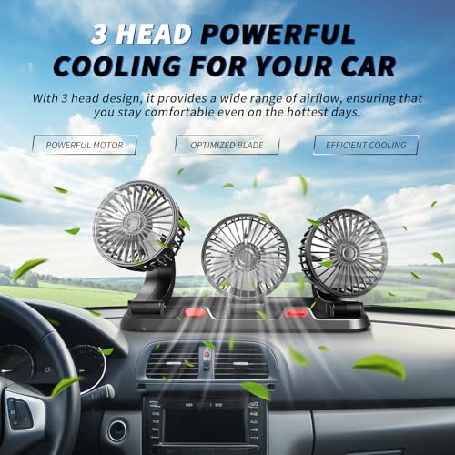 Portable 3 Head Car Cooling Fan with USB Plug