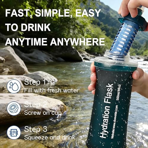 Collapsible Water Bottle with Filter for Hiking Travel