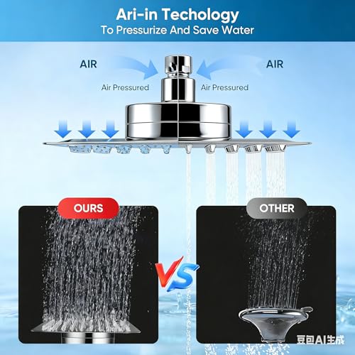 10 Inch Square Rain Shower Head with Filter for Hard Water