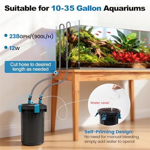Self Priming Aquarium Canister Filter with Controller