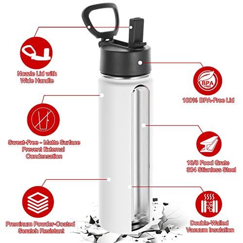 22 oz Insulated Water Bottles with Straw Lid