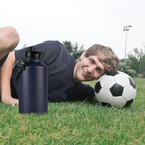 64 oz Insulated Water Bottle with Straw & Spout Lids