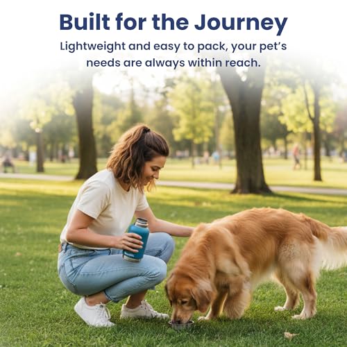 3-in-1 Travel Dog Water Bottle & Bowl Set, 32oz, Blue