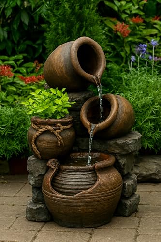 FCL055 Multi Pots Outdoor Water Fountain with Flower Pot