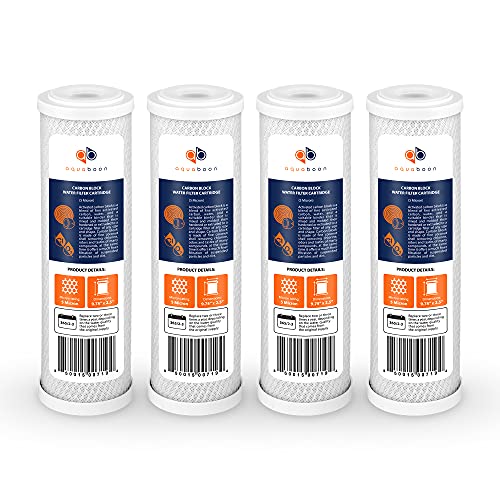 5 Micron 10 x 2.5 Carbon Block Water Filter Cartridge CTO Whole House Water Filter Replacement Compatible with WHKF (4 Count)