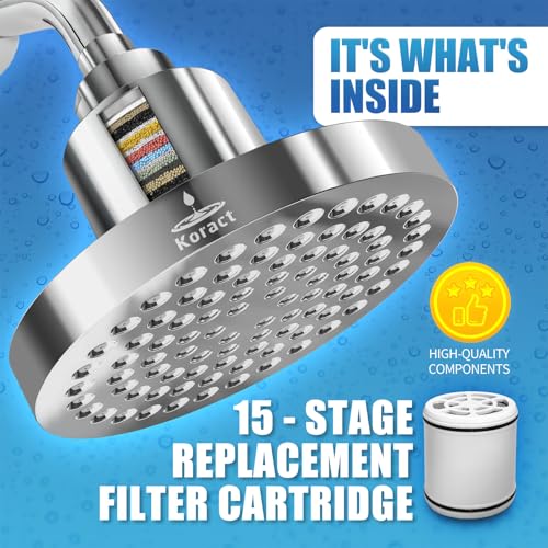 Filtered Shower Head High Pressure Output with for Hard Water