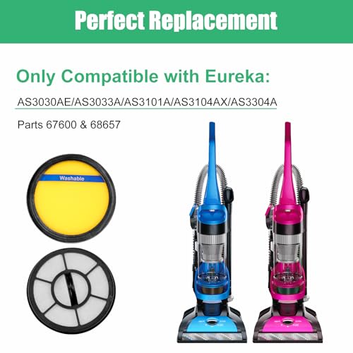 4PCS Washable Filter for Eureka DCF25 & EF7 Fit AS3030AE Vacuum Cleaner (4 Count)