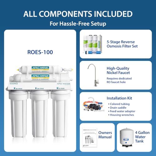 ROES-100, 5-Stage RO Water Filter System, Low Drain Ratio
