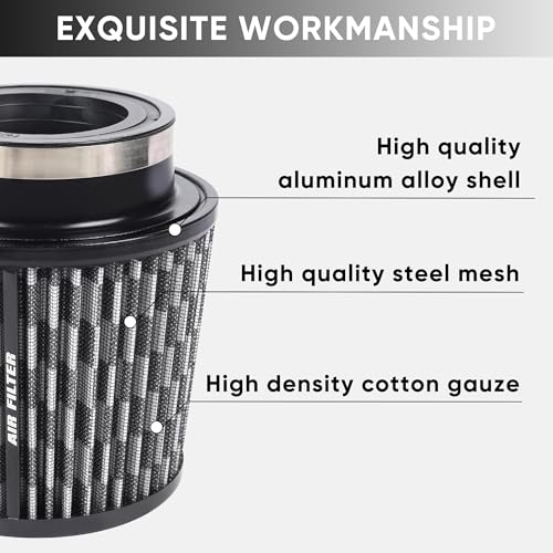 3 3.5 4 Inches Cold Air Intake Filter 76mm 89mm 101mm High Performance Washable Clamp