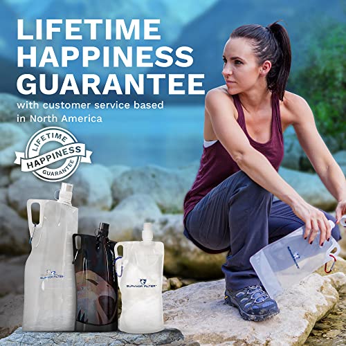 1L Black Collapsible Water Bottles (2 Count)