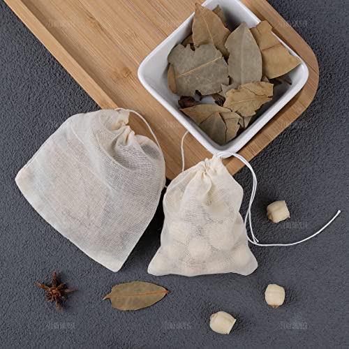 40 Pack Reusable Drawstring Cotton Soup Bags Spice Tea Filter Coffee Brew Herb Muslin Cheesecloth for Straining (40 Count)