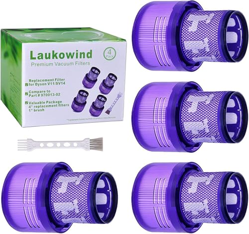 4 Pack V11 Torque Drive Cordless Vacuum Cleaner Replacement Filters for Dyson V11 SV14 Animal and V15 Detect Models (4 Count)