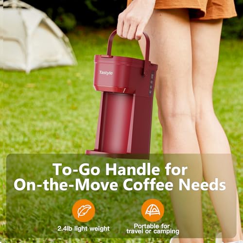 Mini Single Serve Coffee Maker for K Cups and Grounds with Handle