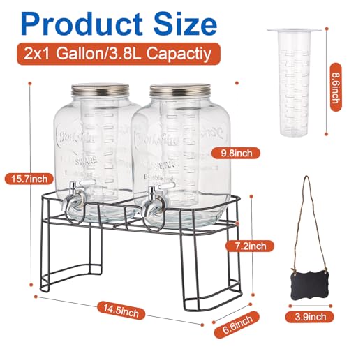 1 Gallon Glass Drink Dispensers for Parties