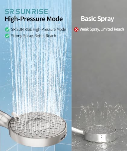 Filtered Shower Head with Handheld High Pressure 9 Spray Mode Showerhead Detachable Shower Head Water Softener Filters Beads for Hard Water Remove Chlorine 1 Filter Brushed Nickel