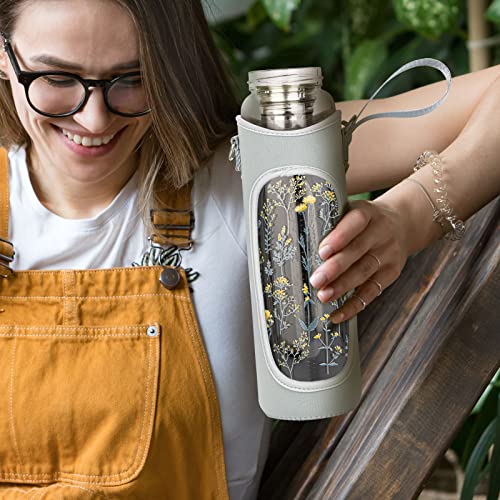 32oz Borosilicate Glass Water Bottle with Tea Infuser