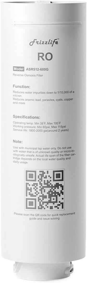 Frizzlife ASR512-600G Replacement RO Filter Cartridge For MR600 Reverse Osmosis System(2nd Stage)