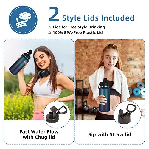 32 oz Insulated Water Bottles Bulk 4 Pack with Straw Lid & Spout Lid (4 Count)