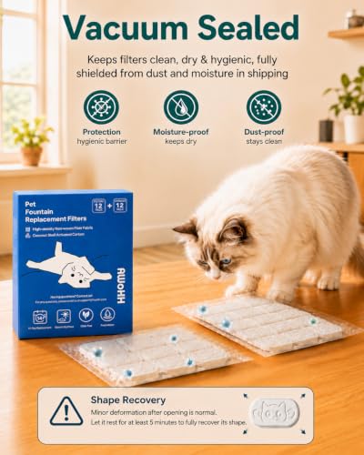 24 Pack Cat Water Fountain Filter for Stainless Steel Pet Water Dispenser (12 Count)