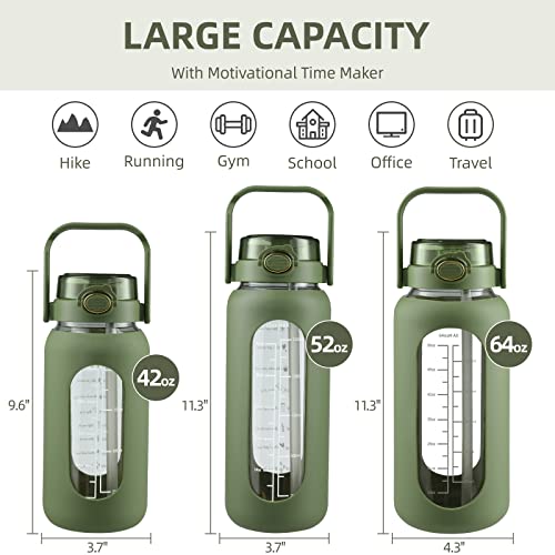 52 oz Glass Water Bottle with 2