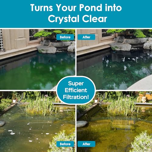 All-in-1 Pond Fountain Kit 850GPH with 3-Spray Patterns Pond Filters System for Outdoor Ponds with Color LED & U - V Light to Clean Green Water Fountain Pump for 500-750 Gallon Ponds