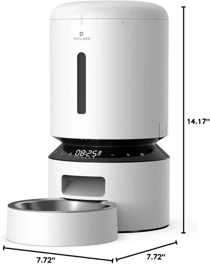 PETLIBRO Automatic Cat Feeder, Automatic Dog Food Dispenser with Freshness Preservation, 5L Timed Pet Feeders for Dry Food, Up to 6 Meals Per Day, Granary 5L Basic Button Type White