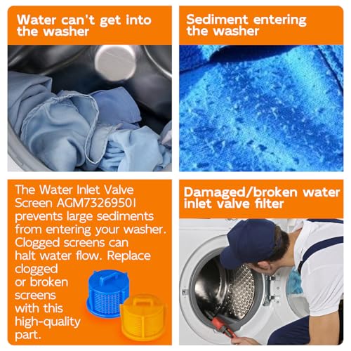 AGM73269501 Washer Water Inlet Valve Filter Screen Compatible For whirlpool Kenmore Washing Machine Filter Screen Replaces AP5202486 (4 Count)