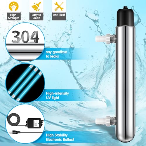 12W UV Pond Clarifier for Koi Pond Aquarium and Fish Tank