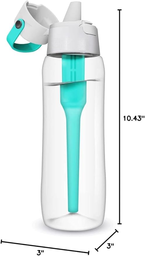 Dafi Filtered Water Bottle with Straw 24 oz - Sports Water Bottle Reusable with Carbon Filter for Travel, Gym, Daily Use - Leakproof, BPA-Free with Hypoallergenic Mouthpiece & Carrying Handle - Blue