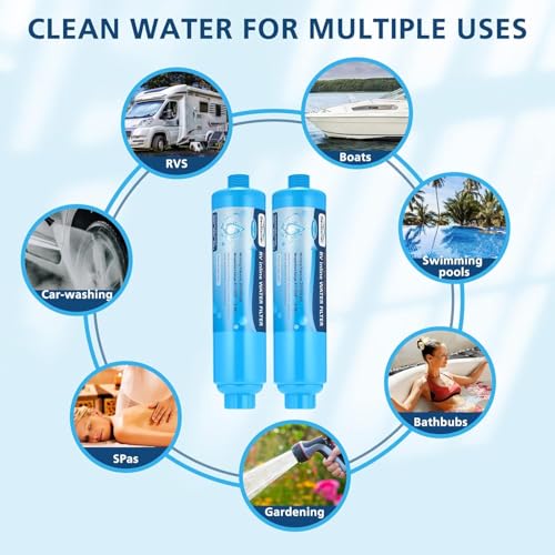 4 pack RV Inline Water Filter with KDF&GAC for Fresh Drinking Water (4 Count)