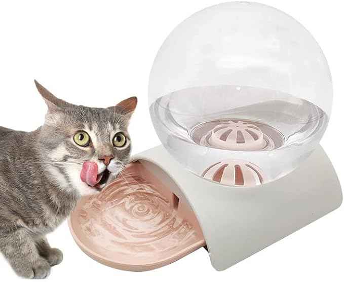 Hamiledyi Automatic Water Dispenser for Cats and Dogs - 2.8 Liter Gravity Pet Water Station, Spill-Proof Spherical Waterer for Puppies, Kittens and Rabbits
