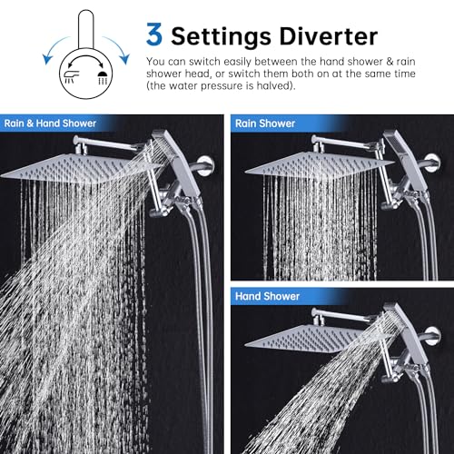 All Metal 12 Inches Rainfall Shower Head with Handheld Combo