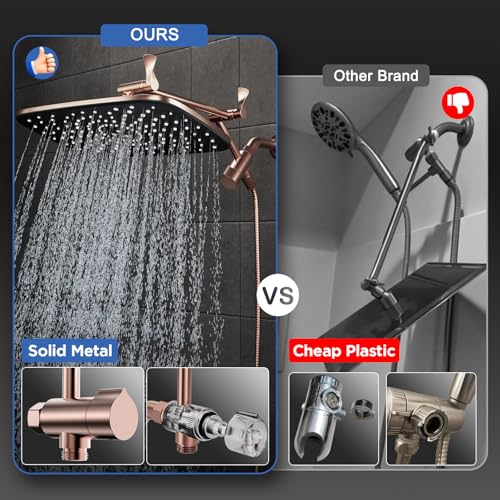 Rose Gold 11.8" High Pressure Shower Head with Handheld