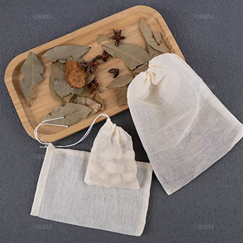 30 Pack Reusable Drawstring Cotton Soup Bags Spice Bag Tea Filter Coffee Brew Herb Muslin Cheesecloth for Straining (30 Count)